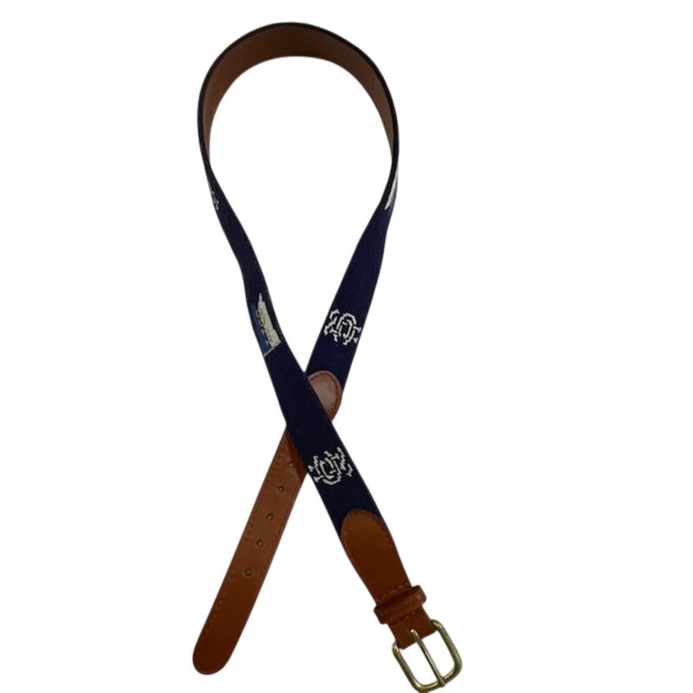 Smathers & Branson men's handstitched needlepoint belt LJCC